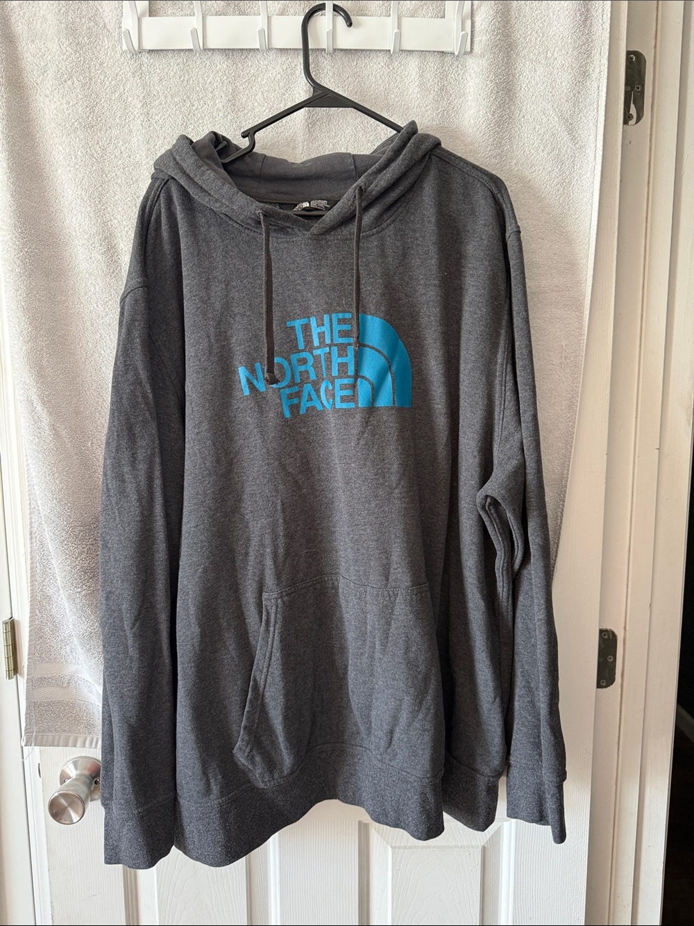 The North Face Gray Pullover Hoodie with Blue Logo